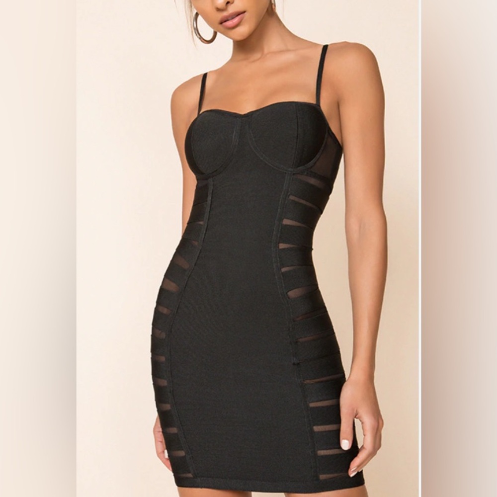 Black Strappy Bodycon Dress
